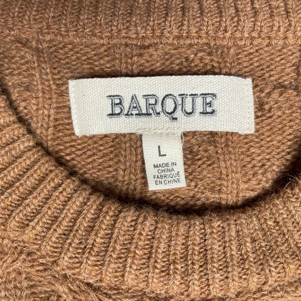 Barque Men’s Camel Brown Cable Knit Wool Blend Sweater Size L